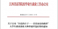 我校在江西省第三届大学生就业创业人物事迹评选活动中喜获佳绩 - 南昌工程学院
